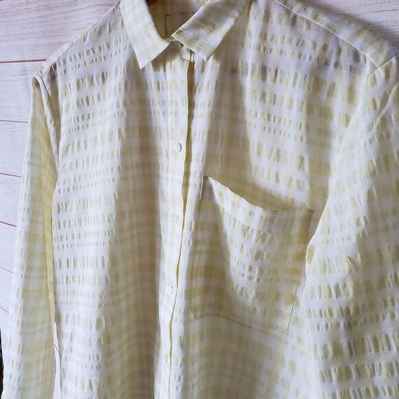 ATM Anthony Thomas Melillo Tissue Cotton Checkered Long Sleeve Blouse Shirt - Picture 4 of 11